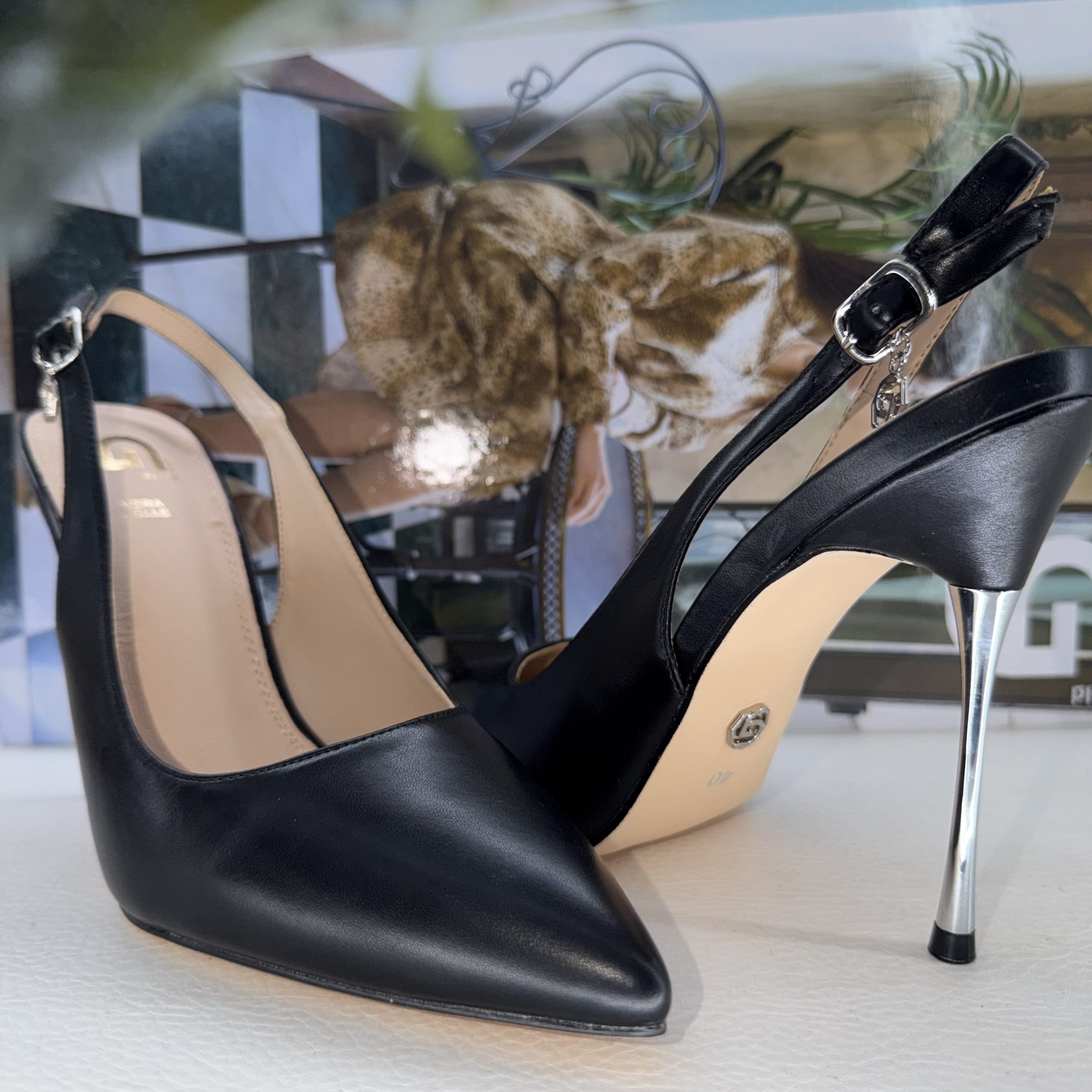 Décolleté Slingback Gold & Gold Pelle Nera - immagine 3