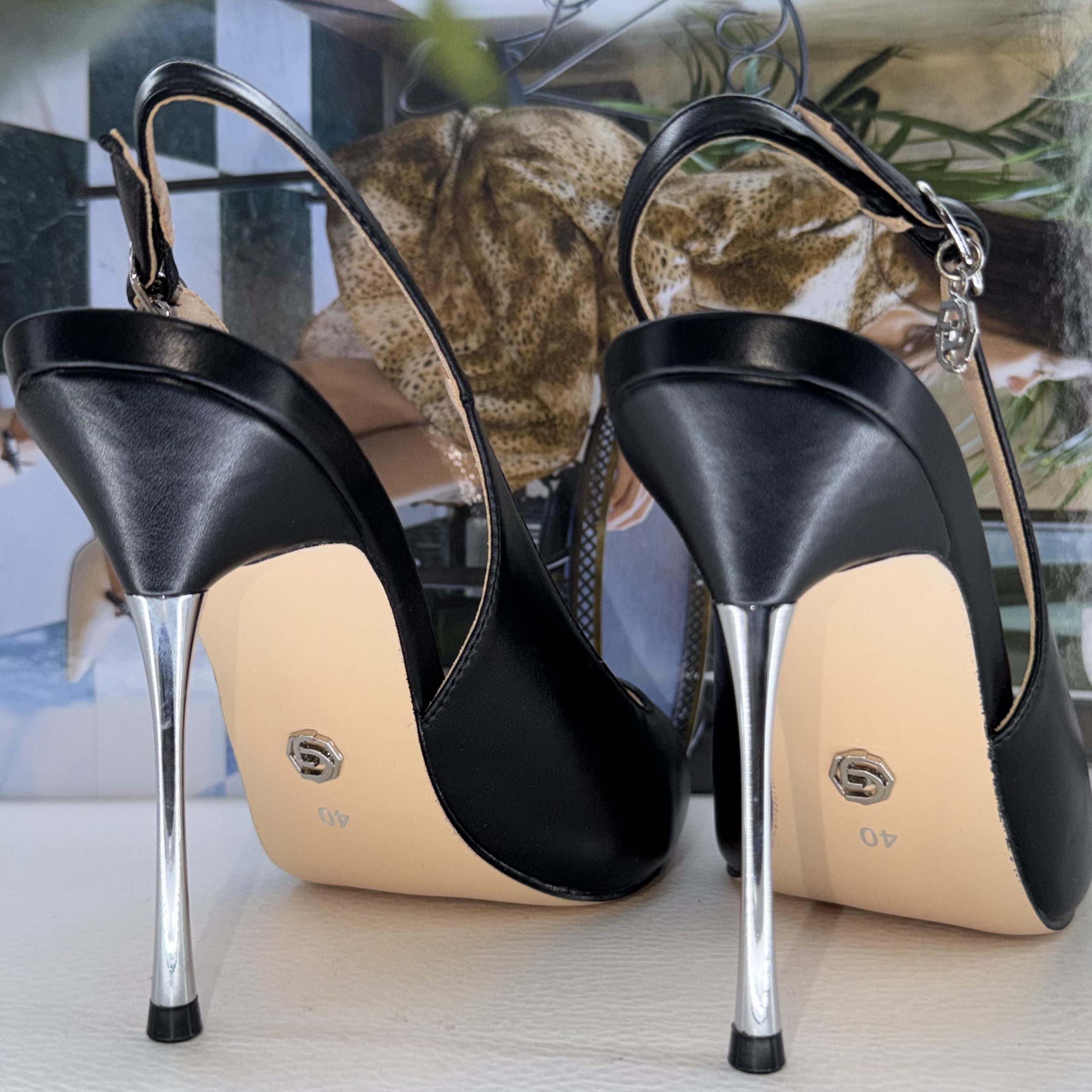 Décolleté Slingback Gold & Gold Pelle Nera - immagine 5