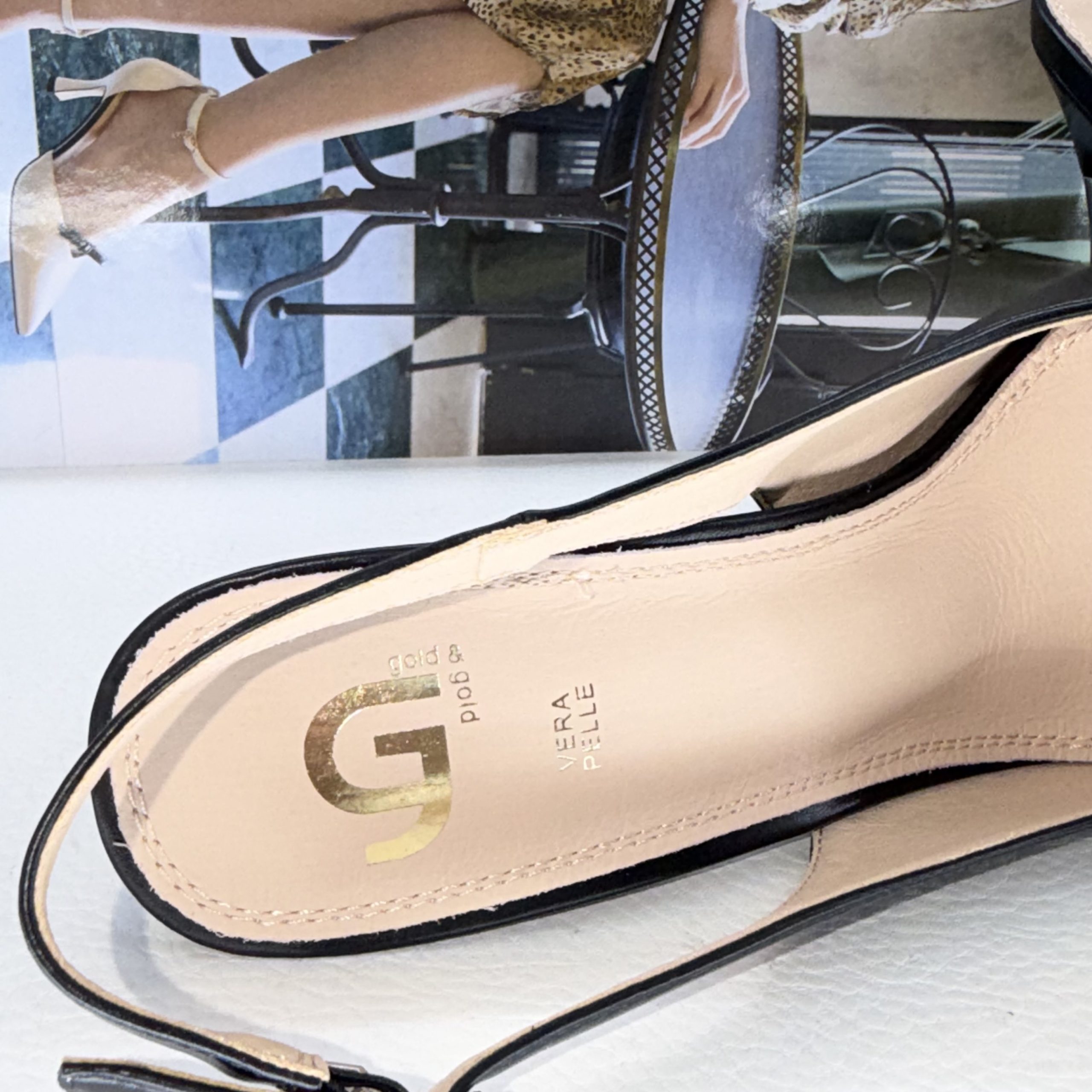 Décolleté Slingback Gold & Gold Pelle Nera - immagine 6